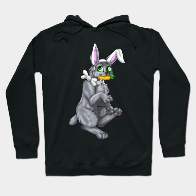 Bobtail BunnyCat: Blue (White) Hoodie by spyroid101